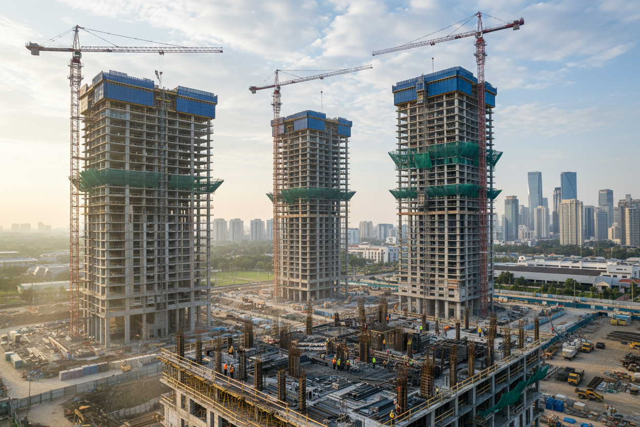 big buildings under construction
